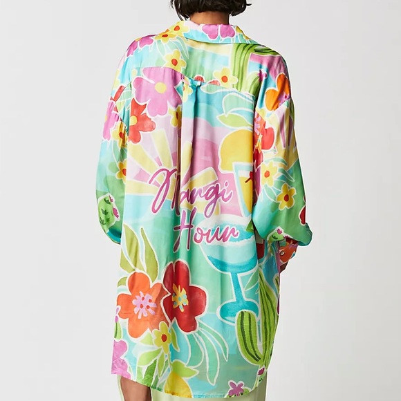 New Spell x Free People Floral Tutti Fruitti XS, S, M Pink Button Shirtdress - Picture 6 of 15